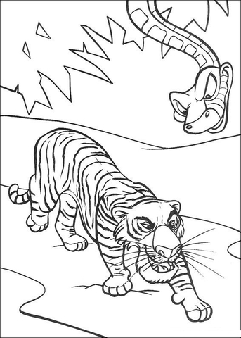 Shere Khan With Kaa  Coloring Page